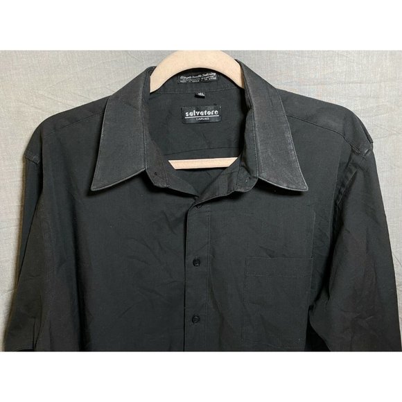 Salvatore Caruso Button Up Shirt Adult L 16 1/2 34-35 Black Long Sleeve Mens. - Picture 2 of 8